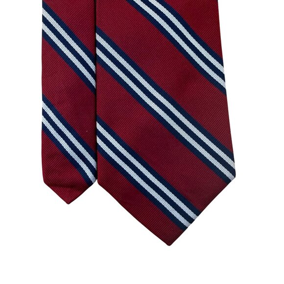 The Burlington Knot By J. Press Red & Navy Stripes 100% Silk Tie Classic Design - Picture 4 of 8